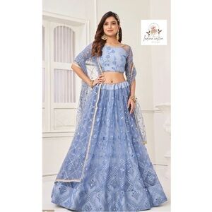COPY - Express Blue Embellished Maxi Lehenga